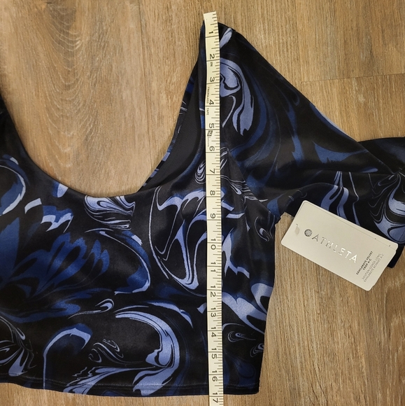 Athleta Exhilerate Velvet Crop Top Size Large Blue - Picture 9 of 12